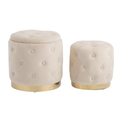 Set 2 Otomman Beige/Dorado