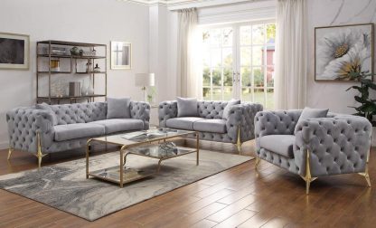 Sillón Individual Jelanea Velvet Gris - Image 2